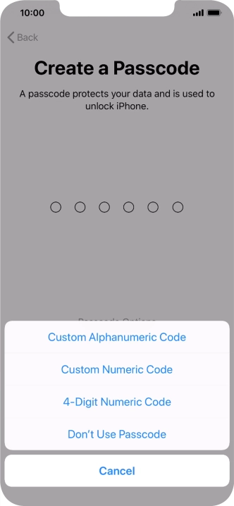 Follow the instructions on the screen to turn on use of phone lock code or press Don't Use Passcode. Follow the instructions on the screen to turn on use of phone lock code or press Don't Use Passcode.