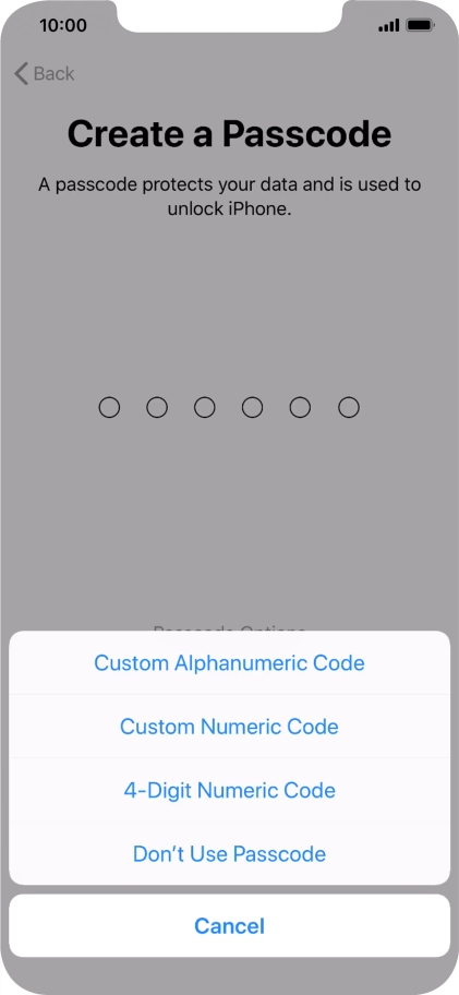 Follow the instructions on the screen to turn on use of phone lock code or press Don't Use Passcode. Follow the instructions on the screen to turn on use of phone lock code or press Don't Use Passcode.
