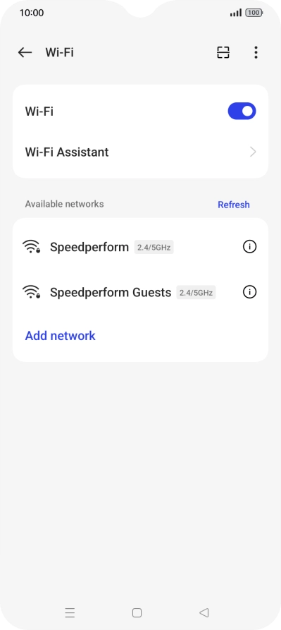 Press the required Wi-Fi network.