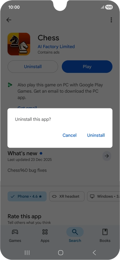 Press Uninstall.