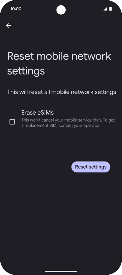 Press Reset settings. Press Reset settings.