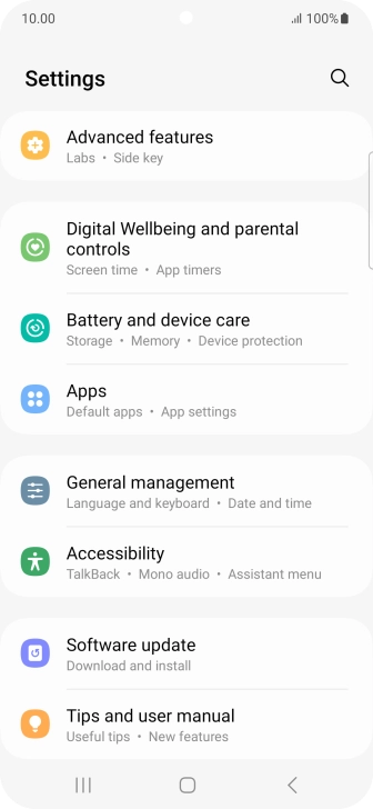 Press Battery and device care.