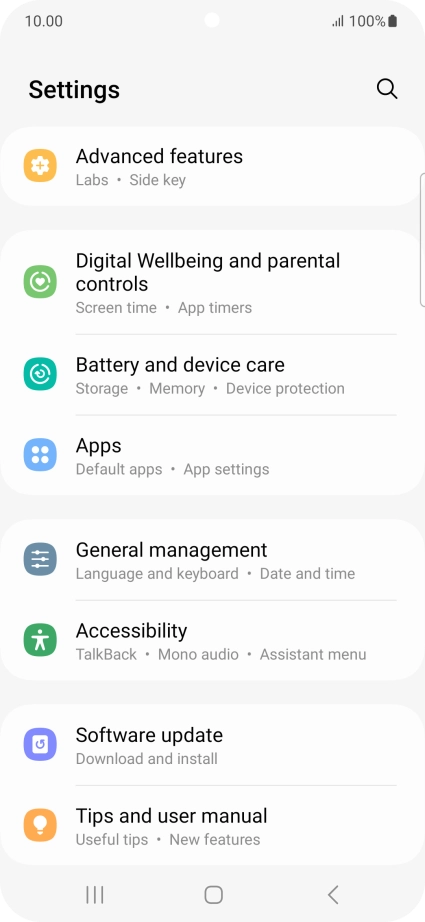 Press Battery and device care.