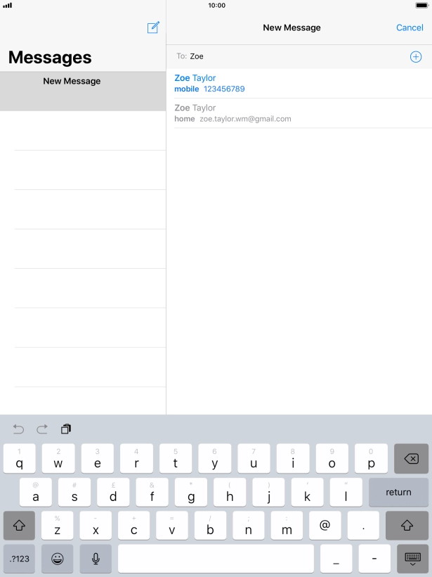 Press the required contact.
