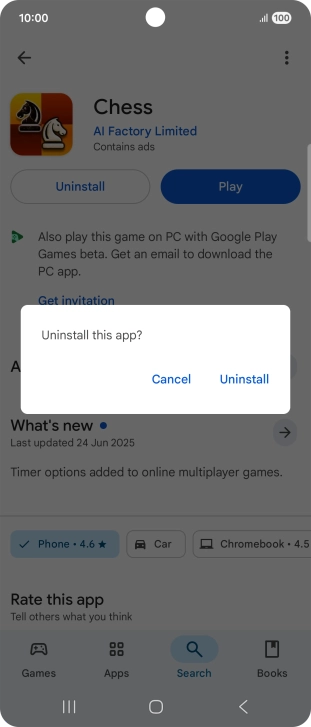 Press Uninstall.