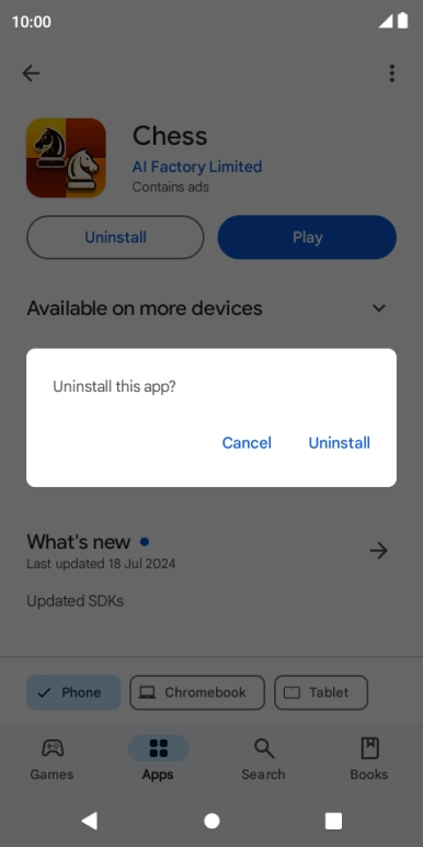 Press Uninstall.