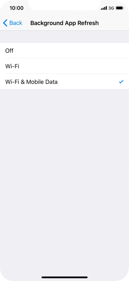To turn off background refresh of apps, press Off. To turn off background refresh of apps, press Off.