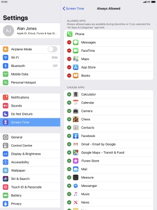 Press the remove icon next to the required app to remove it from the list of allowed apps during Downtime. Press the remove icon next to the required app to remove it from the list of allowed apps during Downtime.