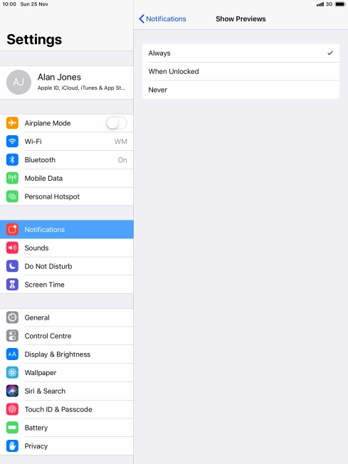 To select notification preview on the lock screen, press Always. To select notification preview on the lock screen, press Always.