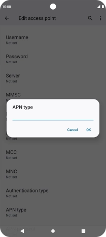 Key in default and press OK.