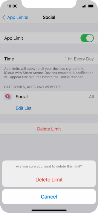 Press Delete Limit.