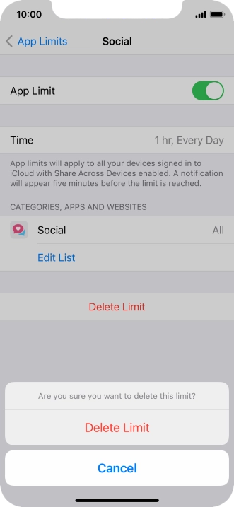 Press Delete Limit.