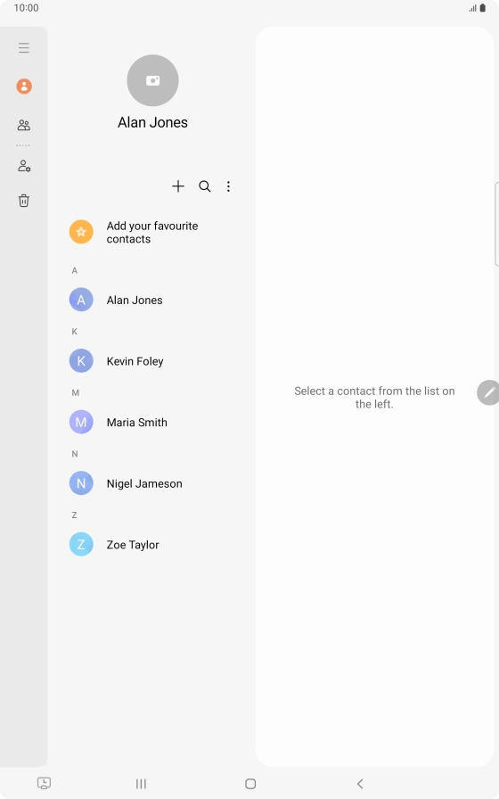Press the required contact. Press the required contact.
