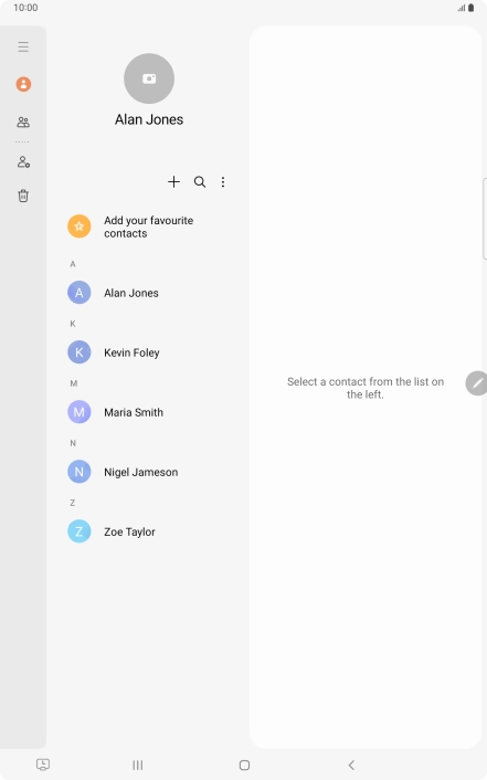 Press the required contact. Press the required contact.