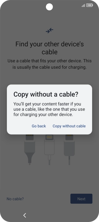 Press Copy without cable. Press Copy without cable.