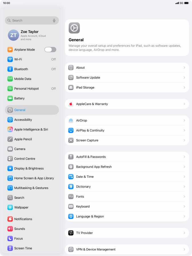 Press Software Update. If a new software version is available, it's displayed. Follow the instructions on the screen to update the tablet software.