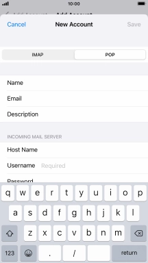 Press Username and key in the username for your email account. Press Username and key in the username for your email account.