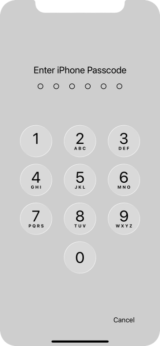 Use the phone lock code you created.