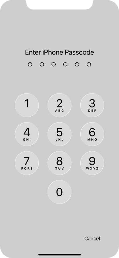 Use the phone lock code you created.