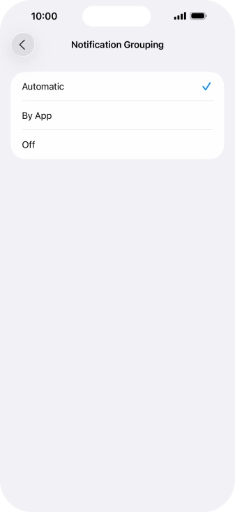 Press the required setting.