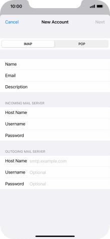 Press Host Name and key in the name or IP address of your email provider's outgoing server. Please note that if you can't send email messages when using your email provider's outgoing server, key in smtp.vodafone.net.au (Vodafone's outgoing server).