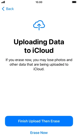 Press the required setting. Press the required setting.