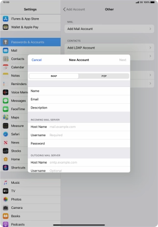 Press IMAP.