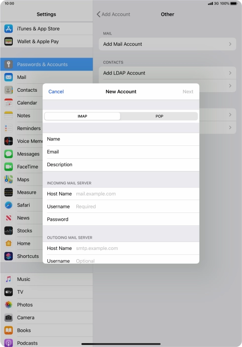 Press IMAP.
