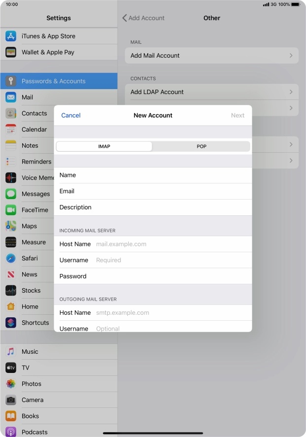 Press IMAP.