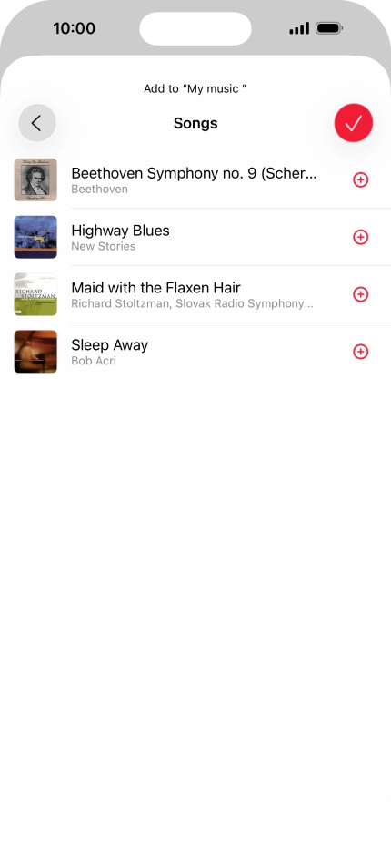 Go to the required category and press the add icon next to the required audio file.