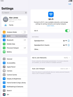 Press the required Wi-Fi network and key in the password for the Wi-Fi network.