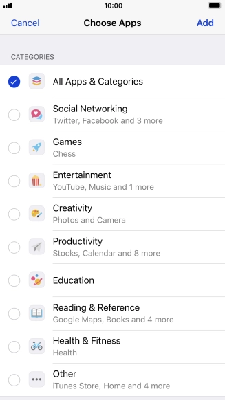 Press the required categories.