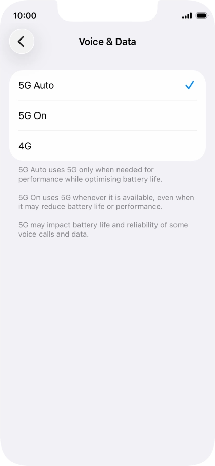 To turn on automatic switch between 5G and 4G, press 5G Auto. To turn on automatic switch between 5G and 4G, press 5G Auto.