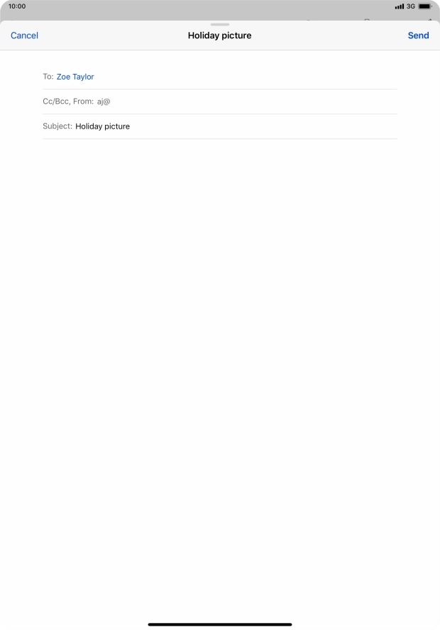 Press the text input field and write the text for your email message.