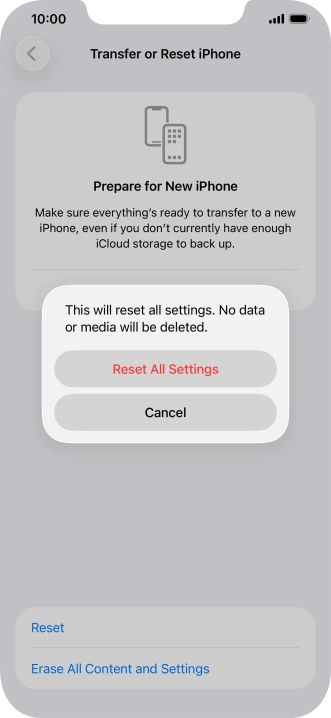 Press Reset All Settings. Press Reset All Settings.