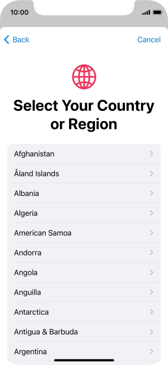 Press the required country.