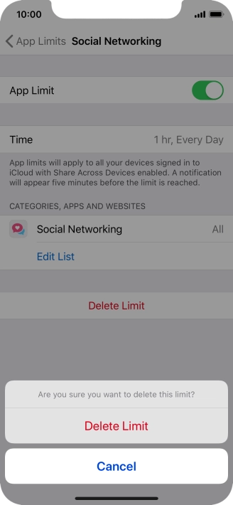 Press Delete Limit.