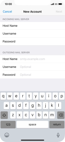 Press Host Name and key in the name or IP address of your email provider's outgoing server. Please note that if you can't send email messages when using your email provider's outgoing server, key in smtp.vodafone.net.au (Vodafone's outgoing server). Press Host Name and key in the name or IP address of your email provider's outgoing server. Please note that if you can't send email messages when using your email provider's outgoing server, key in smtp.vodafone.net.au (Vodafone's outgoing server).