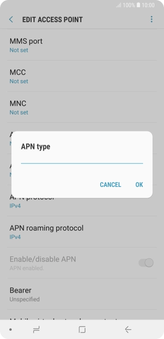 Key in default and press OK.