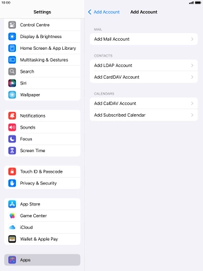 Press Add Mail Account. Press Add Mail Account.
