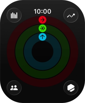 The screen will tell you how far you are from completing your daily activity goals. When the coloured rings are closed, you've reached the goals of your daily activity.