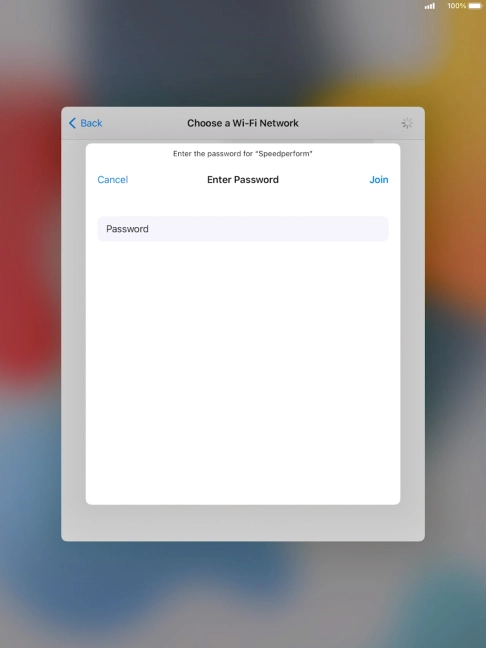 Key in the password for the Wi-Fi network and press Join. Key in the password for the Wi-Fi network and press Join.