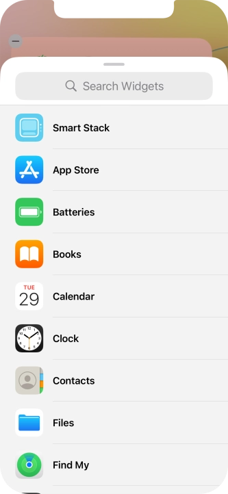 Press the required widget. Press the required widget.