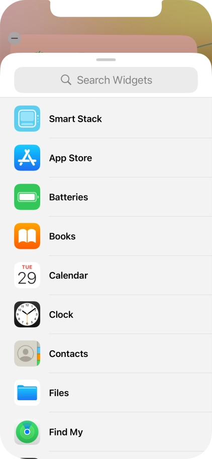 Press the required widget. Press the required widget.