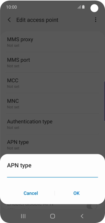 Key in default and press OK. Key in default and press OK.