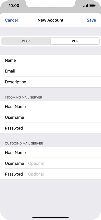 Press Username and key in the username for your email account. Please note that if you're using Vodafone's outgoing server, leave the username field empty.
