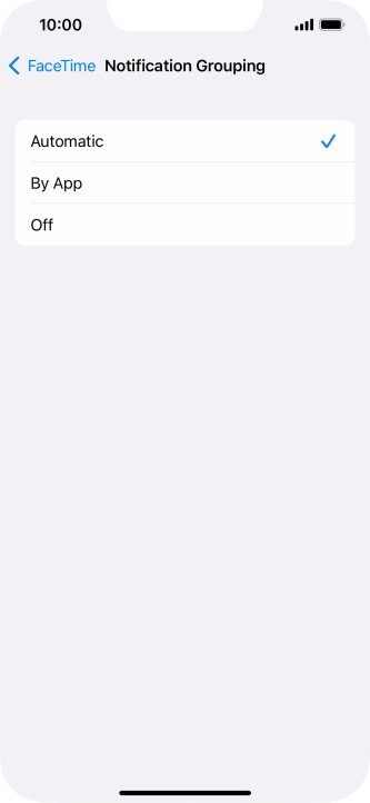 Press the required setting.