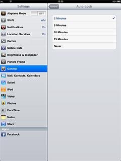 To turn on automatic key lock:Press the required interval.