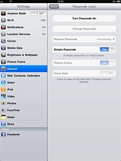 Press Turn Passcode On.Key in a lock code of your own choice.Key in the same lock code again.