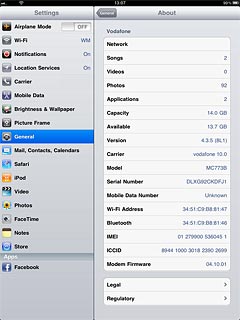 View your device's software version next to Version.